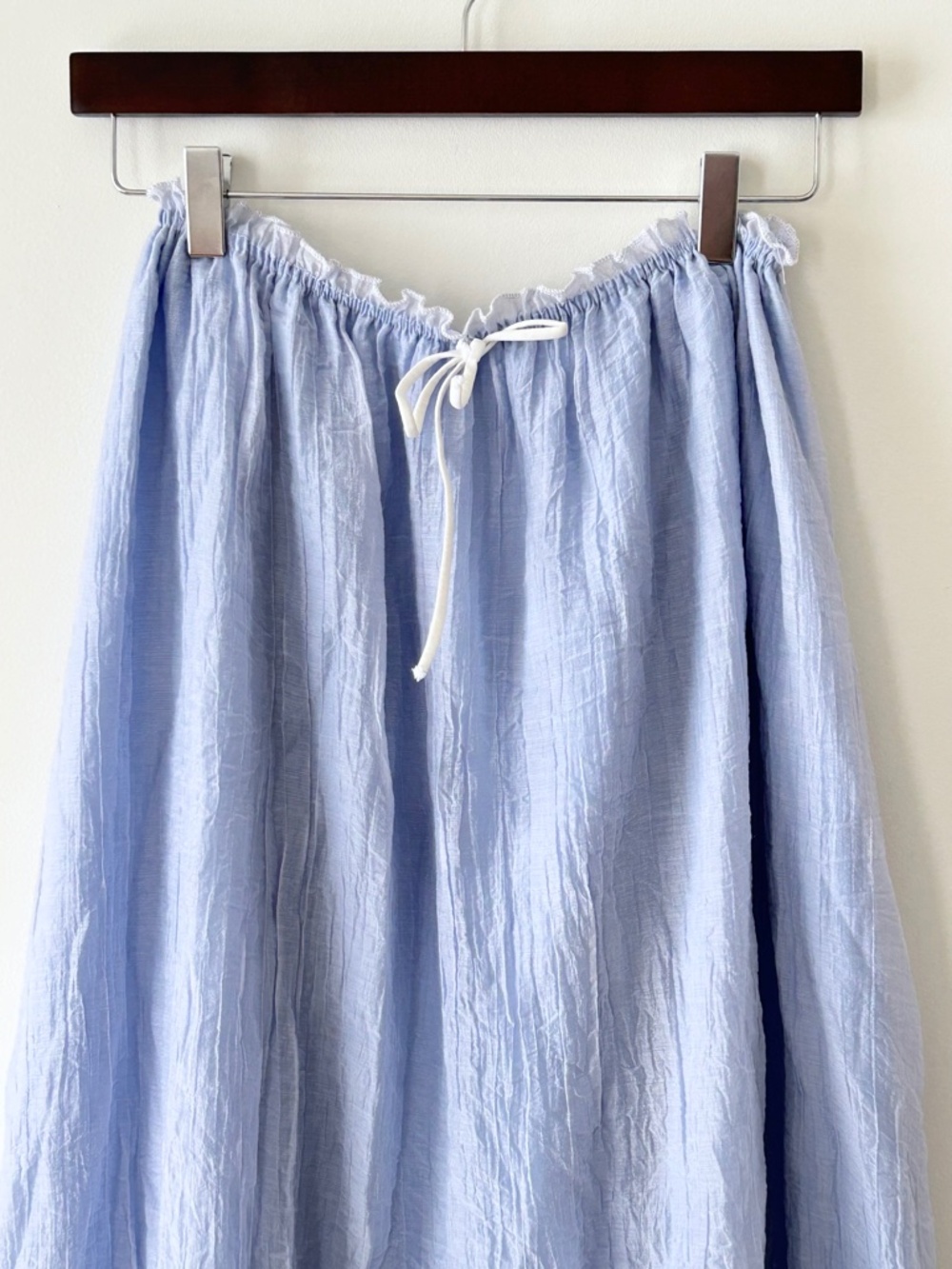 Light Blue Gauzy Ruffle Hem Maxi Skirt - Picture 3 of 16